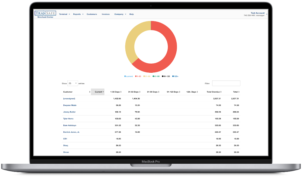 TranSafe® Portal screenshot showing reports